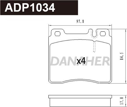 Danaher ADP1034 - Kit de plaquettes de frein, frein à disque cwaw.fr