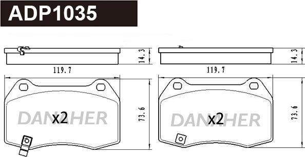 Danaher ADP1035 - Kit de plaquettes de frein, frein à disque cwaw.fr