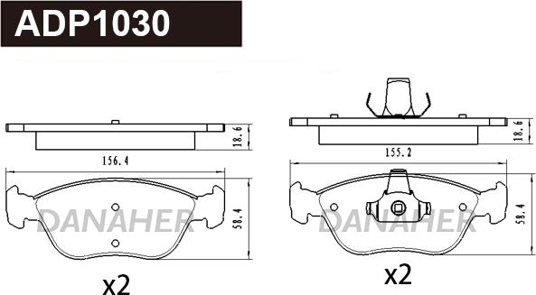 Danaher ADP1030 - Kit de plaquettes de frein, frein à disque cwaw.fr