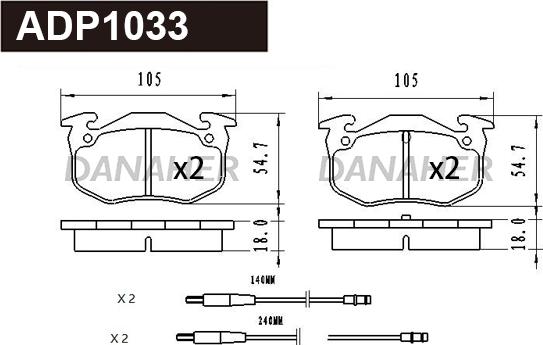 Danaher ADP1033 - Kit de plaquettes de frein, frein à disque cwaw.fr