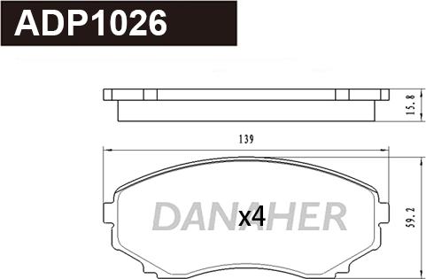 Danaher ADP1026 - Kit de plaquettes de frein, frein à disque cwaw.fr