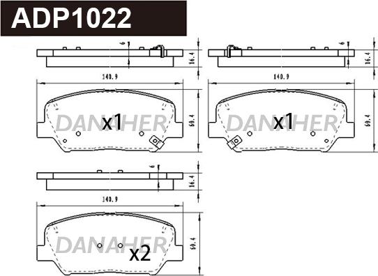 Danaher ADP1022 - Kit de plaquettes de frein, frein à disque cwaw.fr