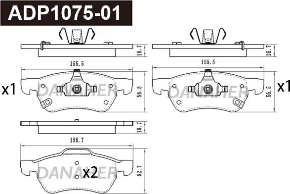 Danaher ADP1075-01 - Kit de plaquettes de frein, frein à disque cwaw.fr