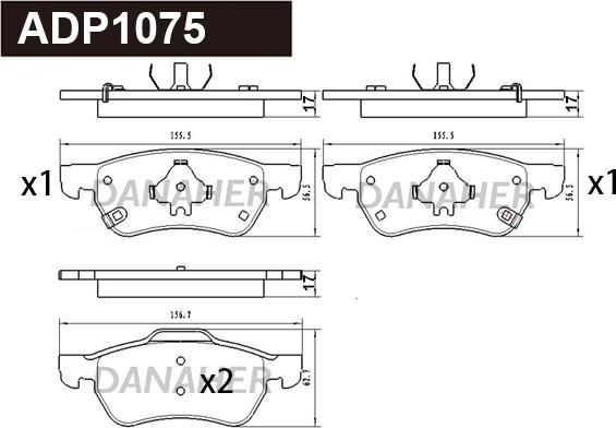 Danaher ADP1075 - Kit de plaquettes de frein, frein à disque cwaw.fr