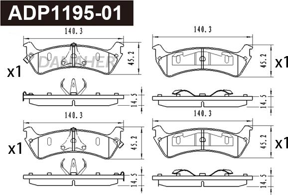 Danaher ADP1195-01 - Kit de plaquettes de frein, frein à disque cwaw.fr