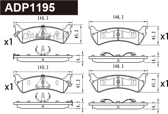 Danaher ADP1195 - Kit de plaquettes de frein, frein à disque cwaw.fr