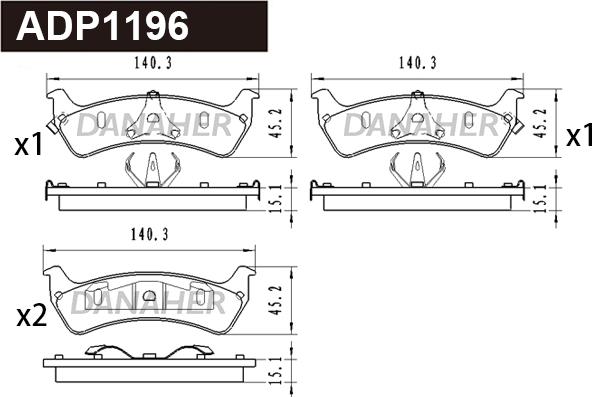 Danaher ADP1196 - Kit de plaquettes de frein, frein à disque cwaw.fr