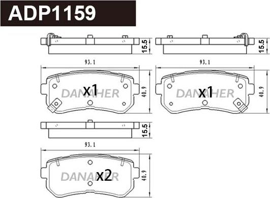 Danaher ADP1159 - Kit de plaquettes de frein, frein à disque cwaw.fr