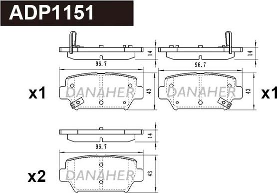 Danaher ADP1151 - Kit de plaquettes de frein, frein à disque cwaw.fr