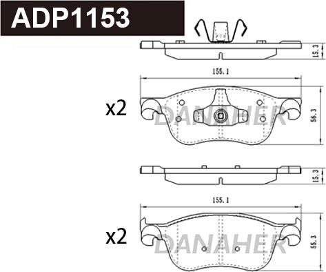 Danaher ADP1153 - Kit de plaquettes de frein, frein à disque cwaw.fr