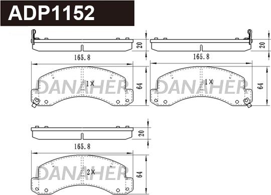 Danaher ADP1152 - Kit de plaquettes de frein, frein à disque cwaw.fr