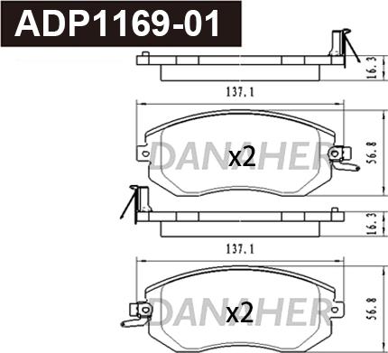 Danaher ADP1169-01 - Kit de plaquettes de frein, frein à disque cwaw.fr