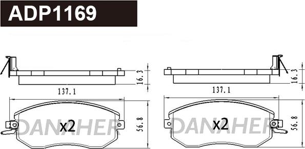 Danaher ADP1169 - Kit de plaquettes de frein, frein à disque cwaw.fr