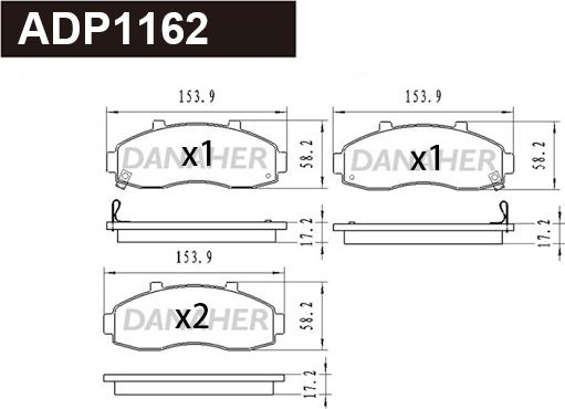 Danaher ADP1162 - Kit de plaquettes de frein, frein à disque cwaw.fr