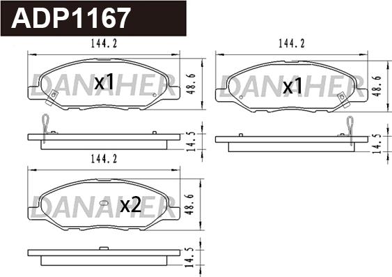 Danaher ADP1167 - Kit de plaquettes de frein, frein à disque cwaw.fr