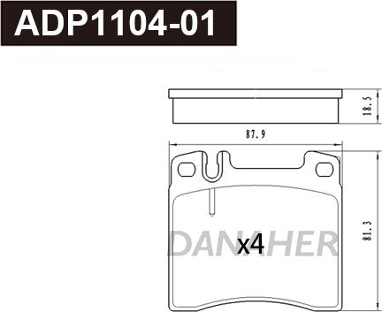 Danaher ADP1104-01 - Kit de plaquettes de frein, frein à disque cwaw.fr