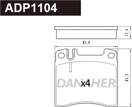 Danaher ADP1104 - Kit de plaquettes de frein, frein à disque cwaw.fr