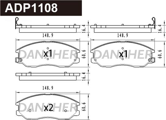 Danaher ADP1108 - Kit de plaquettes de frein, frein à disque cwaw.fr