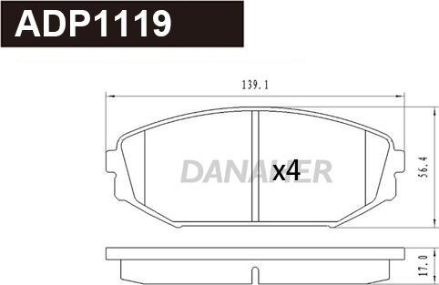 Danaher ADP1119 - Kit de plaquettes de frein, frein à disque cwaw.fr