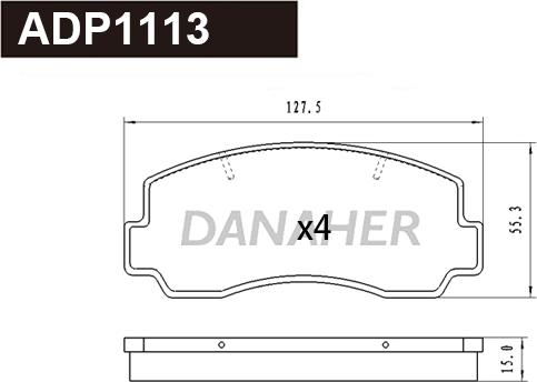 Danaher ADP1113 - Kit de plaquettes de frein, frein à disque cwaw.fr