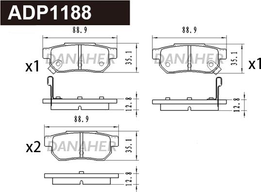 Danaher ADP1188 - Kit de plaquettes de frein, frein à disque cwaw.fr