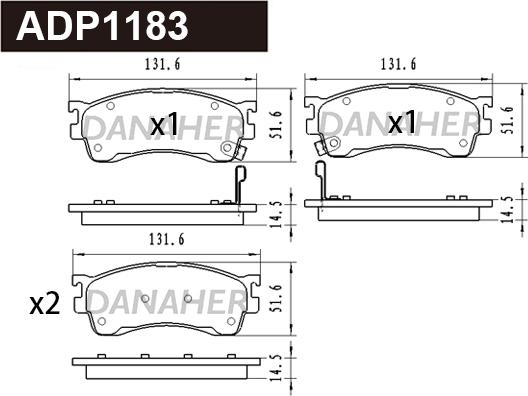 Danaher ADP1183 - Kit de plaquettes de frein, frein à disque cwaw.fr