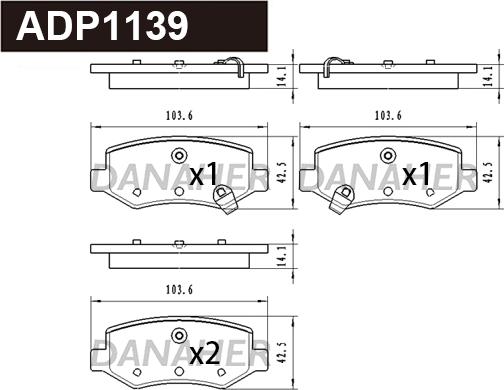 Danaher ADP1139 - Kit de plaquettes de frein, frein à disque cwaw.fr