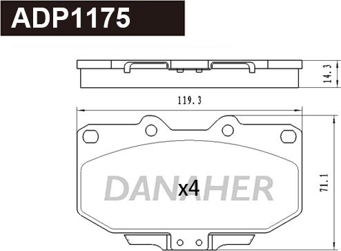 Danaher ADP1175 - Kit de plaquettes de frein, frein à disque cwaw.fr