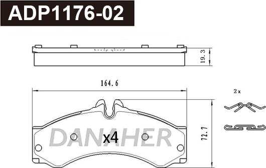 Danaher ADP1176-02 - Kit de plaquettes de frein, frein à disque cwaw.fr