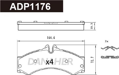 Danaher ADP1176 - Kit de plaquettes de frein, frein à disque cwaw.fr