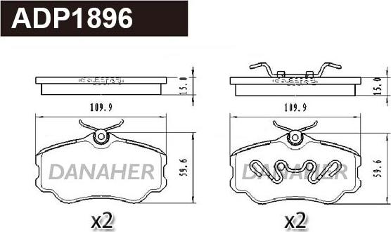 Danaher ADP1896 - Kit de plaquettes de frein, frein à disque cwaw.fr