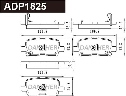 Danaher ADP1825 - Kit de plaquettes de frein, frein à disque cwaw.fr