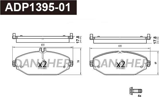 Danaher ADP1395-01 - Kit de plaquettes de frein, frein à disque cwaw.fr