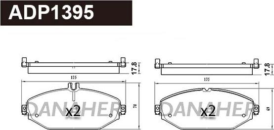 Danaher ADP1395 - Kit de plaquettes de frein, frein à disque cwaw.fr