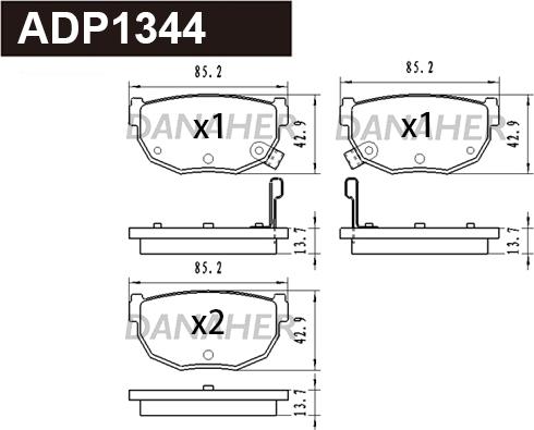 Danaher ADP1344 - Kit de plaquettes de frein, frein à disque cwaw.fr