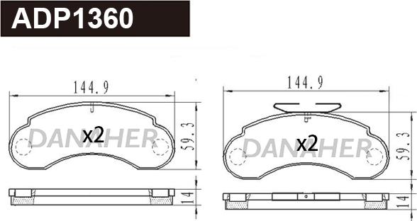 Danaher ADP1360 - Kit de plaquettes de frein, frein à disque cwaw.fr