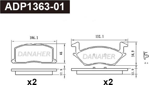 Danaher ADP1363-01 - Kit de plaquettes de frein, frein à disque cwaw.fr