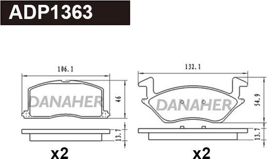 Danaher ADP1363 - Kit de plaquettes de frein, frein à disque cwaw.fr