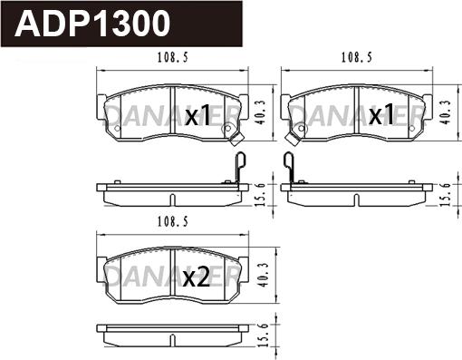 Danaher ADP1300 - Kit de plaquettes de frein, frein à disque cwaw.fr