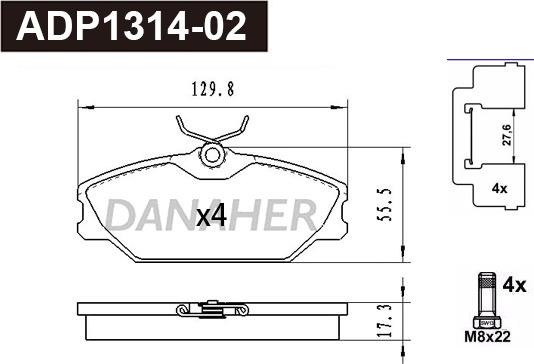 Danaher ADP1314-02 - Kit de plaquettes de frein, frein à disque cwaw.fr