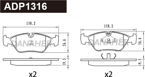 Danaher ADP1316 - Kit de plaquettes de frein, frein à disque cwaw.fr