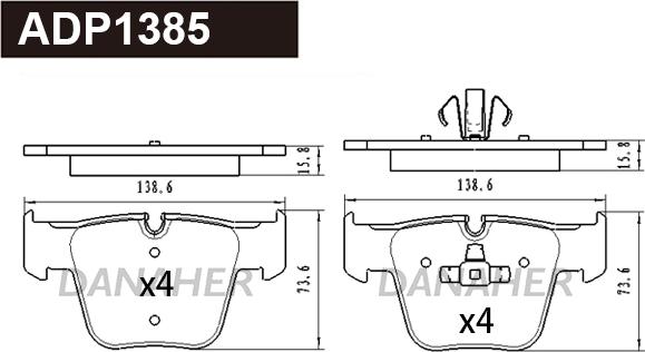 Danaher ADP1385 - Kit de plaquettes de frein, frein à disque cwaw.fr