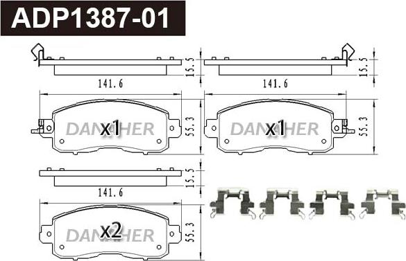 Danaher ADP1387-01 - Kit de plaquettes de frein, frein à disque cwaw.fr