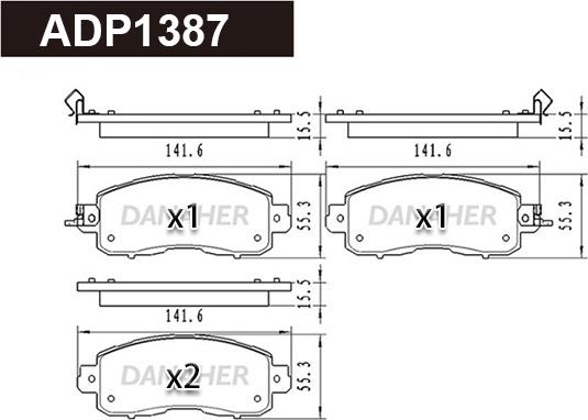 Danaher ADP1387 - Kit de plaquettes de frein, frein à disque cwaw.fr