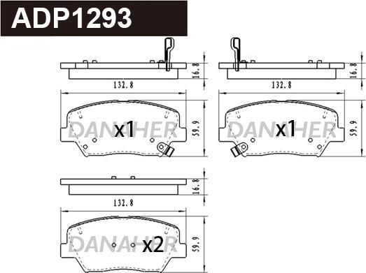 Danaher ADP1293 - Kit de plaquettes de frein, frein à disque cwaw.fr