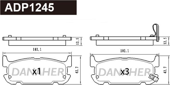 Danaher ADP1244 - Kit de plaquettes de frein, frein à disque cwaw.fr