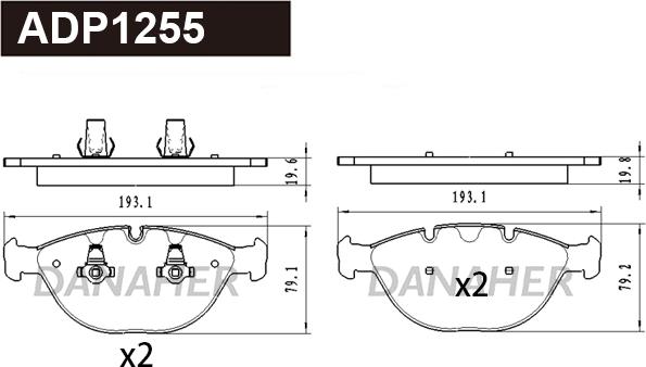 Danaher ADP1255 - Kit de plaquettes de frein, frein à disque cwaw.fr