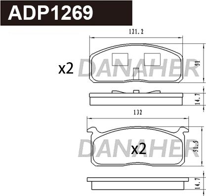 Danaher ADP1269 - Kit de plaquettes de frein, frein à disque cwaw.fr