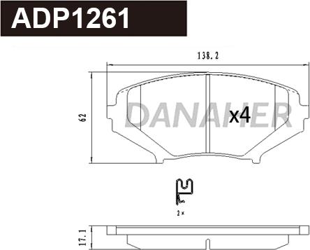 Danaher ADP1261 - Kit de plaquettes de frein, frein à disque cwaw.fr