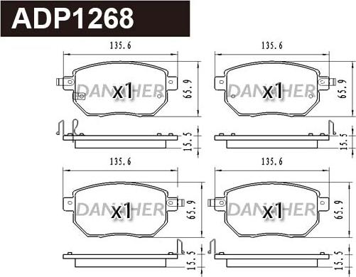 Danaher ADP1268 - Kit de plaquettes de frein, frein à disque cwaw.fr